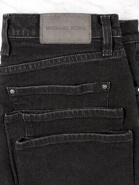 Michael Kors Womens Jeans 31x30 Grant Classic Fit Black Jeans Straight Leg Denim